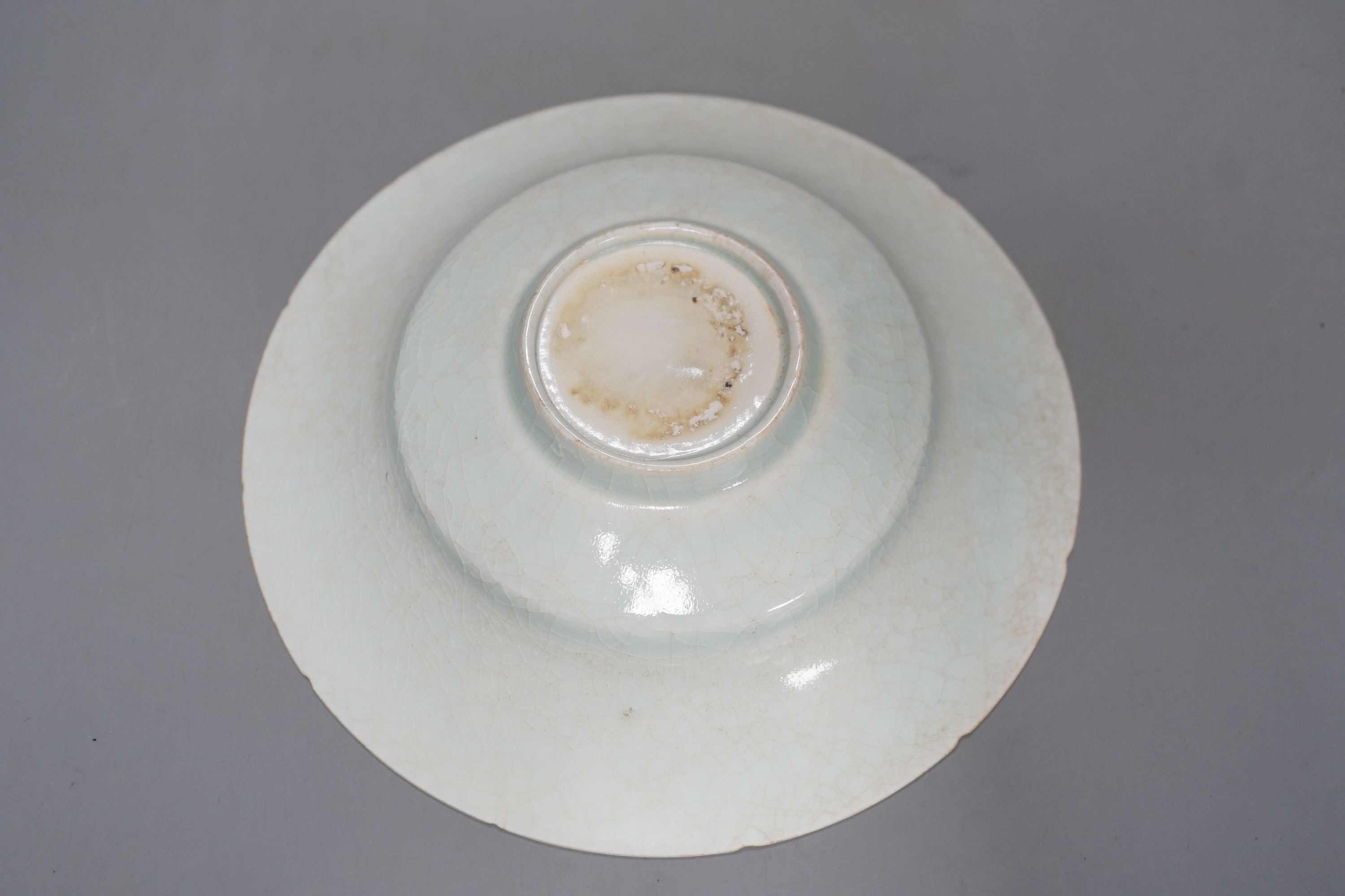 A Chinese Qingbai type twin fish bowl, 18cms diameter.